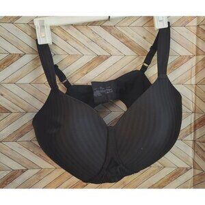 Women Playtex Black Striped Padded Perfectly Smooth Wireless Bra 4707 Size 38DD